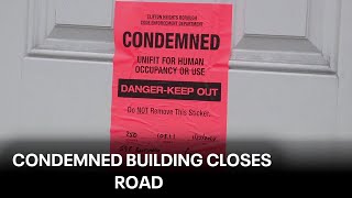 Dangerous building closes busy road in Delaware County [upl. by Adna]