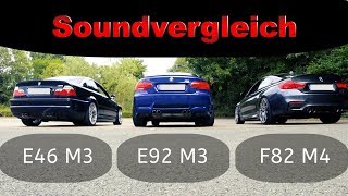 Soundvergleich  BMW E92 M3 Coupé vs E46 M3 vs F82 M4  Welcher ist Eurer Favorit [upl. by Gibrian578]