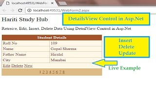 How to Use DetailsView Control in AspNet C  Hindi  Learn AspNet [upl. by Sawtelle]