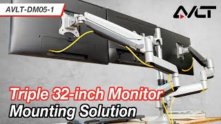 AVLT Triple 32quot Monitor Stand Desk Mount Adjust Monitors Inward to Get Immersive Viewing Experience [upl. by Keg]