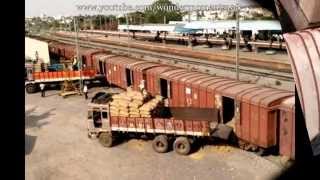 Unloading Wheat from goods train into Lorries Railway Station  Indian Railways [upl. by Semajwerdna344]