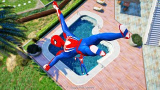 GTA 5 Rainbow Red Spider Vs Yellow amp Green Spider Jumping Into Pool Euphoria PhysicsRagdolls [upl. by Whorton44]