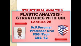 Lecture 28 Plastic Analysis  Structures with UDL by Dr PPerumal PSG iTechCBE [upl. by Yhcir476]