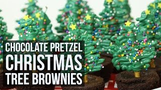 Simple amp Easy Chocolate Pretzel Christmas Tree Brownies  Creative Christmas Recipe by Forkly [upl. by Gus96]