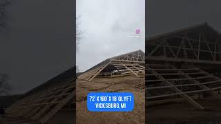 Raising a 72’ x 160’ x 18’ Pole Barn Roof shorts levelupchallenge timelapsevideo polebarn [upl. by Haim]