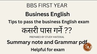 BBS 1st year  Tips to pass the business English exam  By study material [upl. by Enilec]