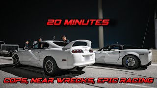 20 Minutes of the Wildest Street Racing of 2023 Near Wrecks Cops and insane 3 way racing [upl. by Yecart]