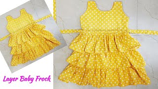 FrillLayer Baby Frock Cutting and Stitching very Easy [upl. by Matthiew]