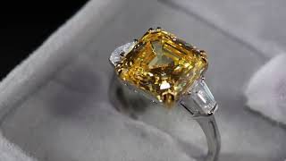 womens yellow diamond ring Yellow diamond engagement ring Asscher cut diamond ring Asscher ring [upl. by Calendre]