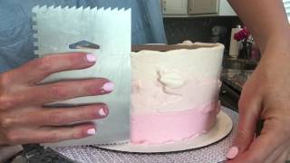 How To Create An Ombre Affect On Buttercream Cake [upl. by Kinsler403]