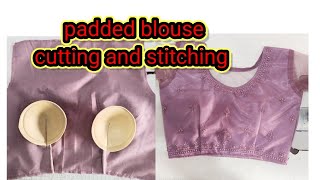 Padded Blouse Designs Boat Neck Blouse Cutting And Stitching  Blouse Designs [upl. by Rumilly]