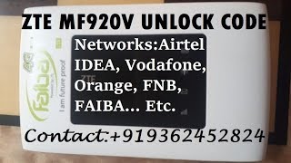 How to Unlock Faiba ZTE MF920V MiFi Router 919362452824 [upl. by Chafee]