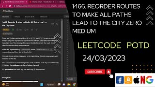 1466 Reorder Routes to Make All Paths Lead to the City Zero Medium  gfg CodeThurst leetcode [upl. by Tserrof]