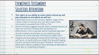 Eyewitness Testimonies  Cognitive Psychology  Stage 1 Psychology [upl. by Anisamoht]