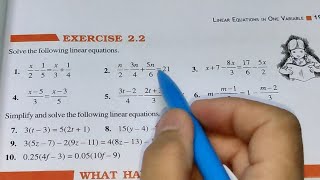 Linear Equations in One Variable Ex 22 Chapter 2  Class 8th Maths New Book  New Edition 2023 [upl. by Dranik]