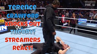 Streamers React Terence Crawford knocks out Austin Theory wwe boxing smackdown [upl. by Ylrebmyk715]