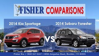 2014 Kia Sportage vs 2014 Subaru Forester  Vehicle Comparison  Fisher Kia in Boulder CO [upl. by Madora]