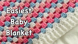 Easiest crochet baby blanket crochet granny stripe blanket easy baby blanket beginner friendly [upl. by Lebyram704]