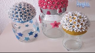 DIY Como reciclar un bote con flores de goma eva [upl. by Carissa671]