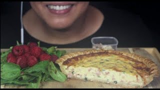 ASMR EATING MUKBANG   Quiche Lorraine with Raspberry Mixed Green salad [upl. by Yrahk]