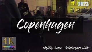 Copenhagen Denmark  Nightlife  Nightlife Scene  Skindergade  City Tour  4K  March  2023 [upl. by Ynattyrb]