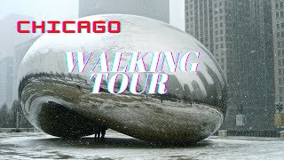 Downtown Chicago 4K Walking Tour  Winter tour [upl. by Brenan]