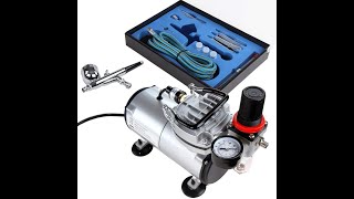 Opening and Unboxing Review Timbertech Airbrush Kit ABPST05 Dual Action Airbrush and Compressor [upl. by Sprage637]