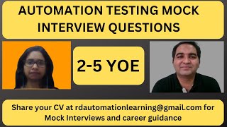 Software Testing Mock Interview Automation Testing Interview RD Automation Learning [upl. by Ahl]