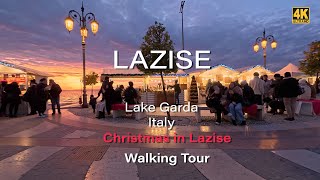 Christmas Markets in Lazise Italy 4K Pink Sunset amp Evening Walk [upl. by Efrem]