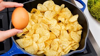 Only 3 ingredients Just add eggs to potato chips Its so delicious Easy breakfast lunch or dinner [upl. by Clemence]