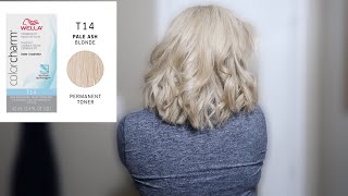 HOW TO TONE BLEACHED HAIR AT HOME  WELLA T14 [upl. by Aicert]