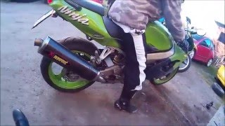 Kawasaki ZX9R Ninja Akrapovic Exhaust SoundSJCAM 4000wifi [upl. by Nnodnarb]