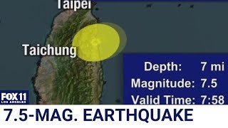 Massive earthquake rocks Taiwan setting off tsunami concerns for Japan [upl. by Karylin370]