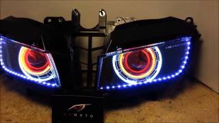 1 20132014 Honda CBR600RR Projector Headlights BiXenon hid Dual Angel Eyes Halo By BKmoto [upl. by Caro]