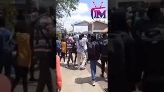 Nairobi Technical Training College students strike against increased fees and Harassment at gate [upl. by Ellekram]