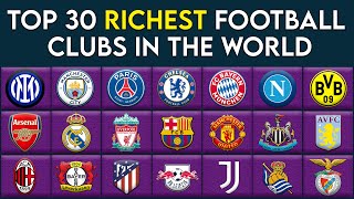 Top  30 richest football clubs in the world  Updated  2024 [upl. by Ahsemit]