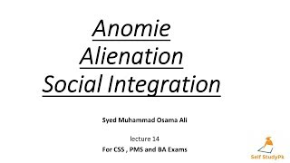 Anomie alienationsocial disintegration [upl. by Aihsram]