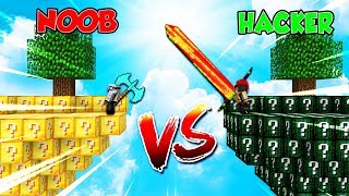 ISLA de LUCKY BLOCK NOOB VS ISLA de LUCKY BLOCK HACKER 😂❓ MINECRAFT [upl. by Elleryt15]