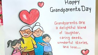 Grandparents Day 2020How to draw GrandparentsHow to Draw a Happy Grandparents Day GREETING Card [upl. by Enytsuj]