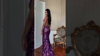 Jovani one shoulder purple beaded prom 2024 [upl. by Heger]