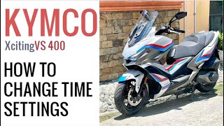 KYMCO XCITING VS 400  HOW TO CHANGE TIME SETTINGS [upl. by Vorfeld]