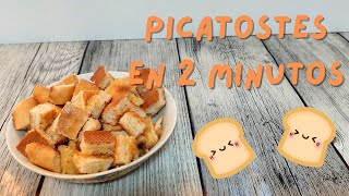 Como hacer PICATOSTES DE PAN caseros en 2 MINUTOS fáciles y rápidos receta picatostes de la abuela [upl. by Ilecara]