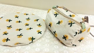 かわいい刺繡生地のドラム型ショルダーバッグ ベレー帽とお揃い 型紙なし handmade pair ハンドメイド bag original 今日作って明日のお出かけに [upl. by Dorren]