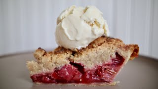 Homemade Strawberry Rhubarb Pie with a Double Crumb Topping Recipe [upl. by Asenab]