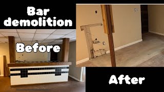 Bar demolition removal in terrace level basement Timelapse  Creating AirBnB short term rental apt [upl. by Ennaesor507]