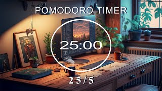 255 Pomodoro Timer ★︎ Cozy Room with Lofi Music for Relaxing Studying and Working ★︎ 4 x 25 min [upl. by Aseyt644]