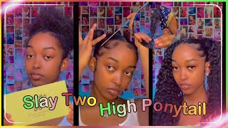 How To Do Two Sleek High Ponytail With Weave detailed ft Ulahair [upl. by Enair]