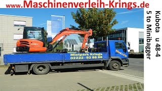 Kubota u 48 Video Bagger erklärung wwwNiederkasselMaschinenverleihKringsde Köln Bonn [upl. by Alleen342]