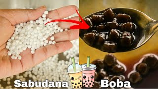 I tried making Boba with Sabudana pearls 🔥😋 Boba with Sago  साबूदाना से बोबा😋😋 [upl. by Soelch706]