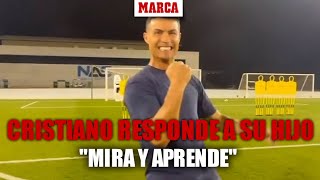 Cristiano responde a su hijo e imita su golazo de falta quotMira y aprendequot I MARCA [upl. by Willmert815]